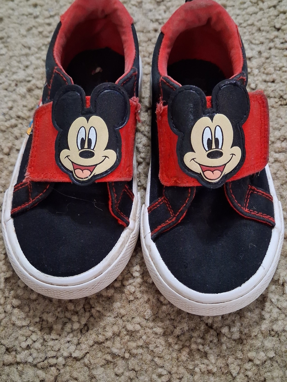 Toddler Mickey Mouse Black & Red Velcro Sneakers